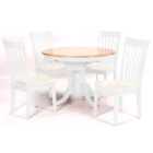 Heartlands Furniture Leicester White Dining Set with 4 Chairs Light Oak & White