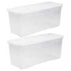 Crystal Clear Storage Box with Lid 133L - Set of 2
