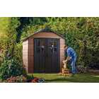 Keter Newton Brown Double Door Outdoor Apex Garden Storage Shed - 7.5 x 7ft