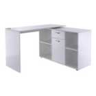 Zennor Large L-Shaped Rotating Computer Desk with Storage - White