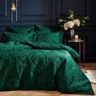 Paoletti Palmeria Emerald Velvet Duvet Cover and Pillowcase Set
