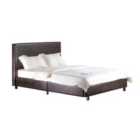 Fusion PU Faux Leather Single Bed Brown