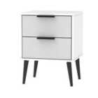 Ready Assembled Hirato 2 Drawer Grey/White Locker With Black Wooden Legs
