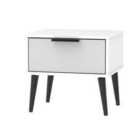Ready Assembled Hirato 1 Drawer Grey/White Locker With Black Wooden Legs