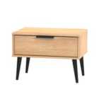 Ready Assembled Hirato 1 Drawer Soft Oak Midi Chest With Black Wooden Legs