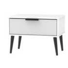 Ready Assembled Hirato 1 Drawer Grey/White Midi Chest With Black Wooden Legs