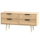 Ready Assembled Hirato 4 Drawer Soft Oak Bed Box With Wooden Legs