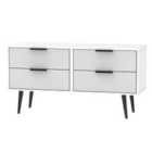 Ready Assembled Hirato 4 Drawer Grey/White Bed Box With Black Wooden Legs