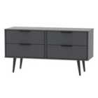 Ready Assembled Hirato 4 Drawer Black Bed Box With Black Wooden Legs