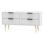 Ready Assembled Hirato 4 Drawer Grey/White Bed Box With Wooden Legs