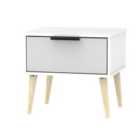 Ready Assembled Hirato 1 Drawer Grey/White Locker With Black Hairpin Legs