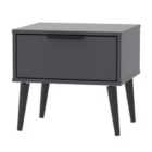 Ready Assembled Hirato 1 Drawer Black Locker With Black Wooden Legs