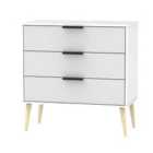 Ready Assembled Hirato 3 Drawer Grey/White Chest With Wooden Legs