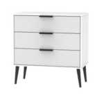 Ready Assembled Hirato 3 Drawer Grey/White Chest With Black Wooden Legs