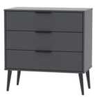 Ready Assembled Hirato 3 Drawer Black Chest