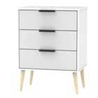 Ready Assembled Hirato 3 Drawer Grey/White Midi Chest With Wooden Legs