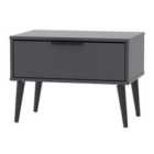 Ready Assembled Hirato 1 Drawer Black Midi Chest With Black Wooden Legs