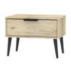 Ready Assembled Hirato 1 DrawerRustic Oak Midi Chest With Black Wooden Legs