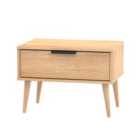 Ready Assembled Hirato 1 Drawer Soft Oak Midi Chest With Black Hairpin Legs