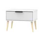 Ready Assembled Hirato 1 Drawer Grey/White Midi Chest With Black Hairpin Legs