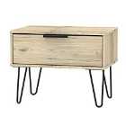 Ready Assembled Hirato 1 DrawerRustic Oak Midi Chest With Black Hairpin Legs
