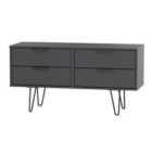 Ready Assembled Hirato 4 Drawer Black Bed Box With Black Hairpin Legs