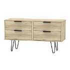 Ready Assembled Hirato 4 DrawerRustic Oak Bed Box With Black Hairpin Legs