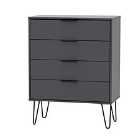 Ready Assembled Hirato 4 Drawer Black Chest With Black Hairpin Legs