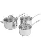 M&S 3 Piece Stainless Steel Pan Set Silver