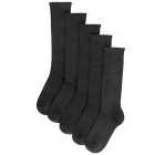 M&S Kids 5pk Knee High Socks Size 8.5-7, Black