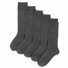 M&S Girls 5pk Knee High Socks, Size 8-7, Grey