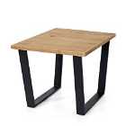 Texas Solid Wood Lamp Table With Black Metal Legs