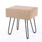 Core Products Sand Fabric Rectangular Stool With Black Metal Legs