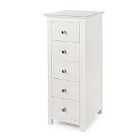 Nairn 5 Drawer Narrow Chest With Glass Top White