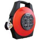 Infapower 4 Socket 13 Amp 15 Metre Enclosed Drum - Black & Red