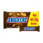 Snickers Caramel, Nougat, Peanuts & Milk Chocolate Snack Bars Multipack 4 x 41.7g