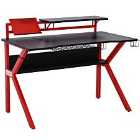 Equinox Charge Gaming Desk - Black Tabletop/Red Frame
