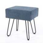 Core Products Blue Fabric Rectangular Stool With Black Metal Legs
