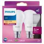 Philips LED White Frosted 8w B22, 2s