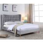 Mahala Crushed Velvet Double Bed Silver Grey