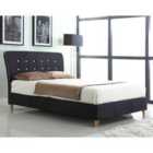 Nina Linen King Size Bed Black with White Piping