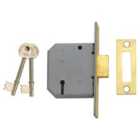 Union 2177 3 Lever Mortice Deadlock Polished Brass 77.5mm 3in Visi