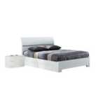 Widney White High Gloss Bed Double with 4 Drawers