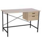Loft Home Office 2 Drawer Desk with Oak Effect & Grey Metal Legs