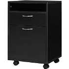 Zennor Donati 2 Draw Filing Cabinet with Open Shelf & Wheels - Black