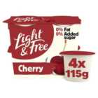 Light & Free Cherry Greek Style 0% Added Sugar, Fat Free Yoghurt 4 x 115g
