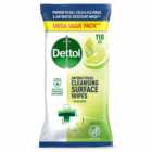 Dettol Lime and Mint Antibacterial Surface Wipes 110 Pack