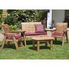 Charles Taylor Four Seater Multi Set with Burgundy Cushions