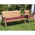Charles Taylor Four Seater Companion Set Straight with Burgundy Cushions