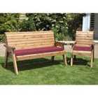Charles Taylor Four Seater Companion Set Angled with Burgundy Cushions